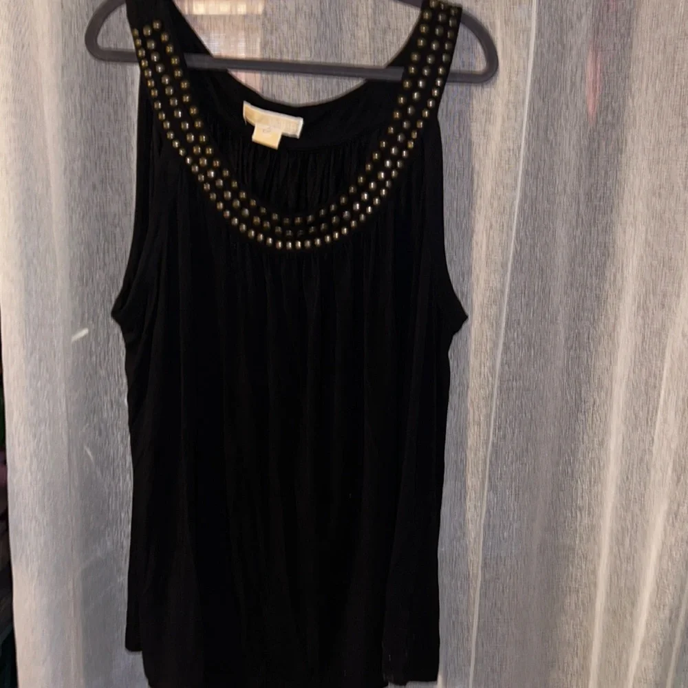 Michael Kors Sleeveless Black Studded Scoop Neck Women's Top sz 2X